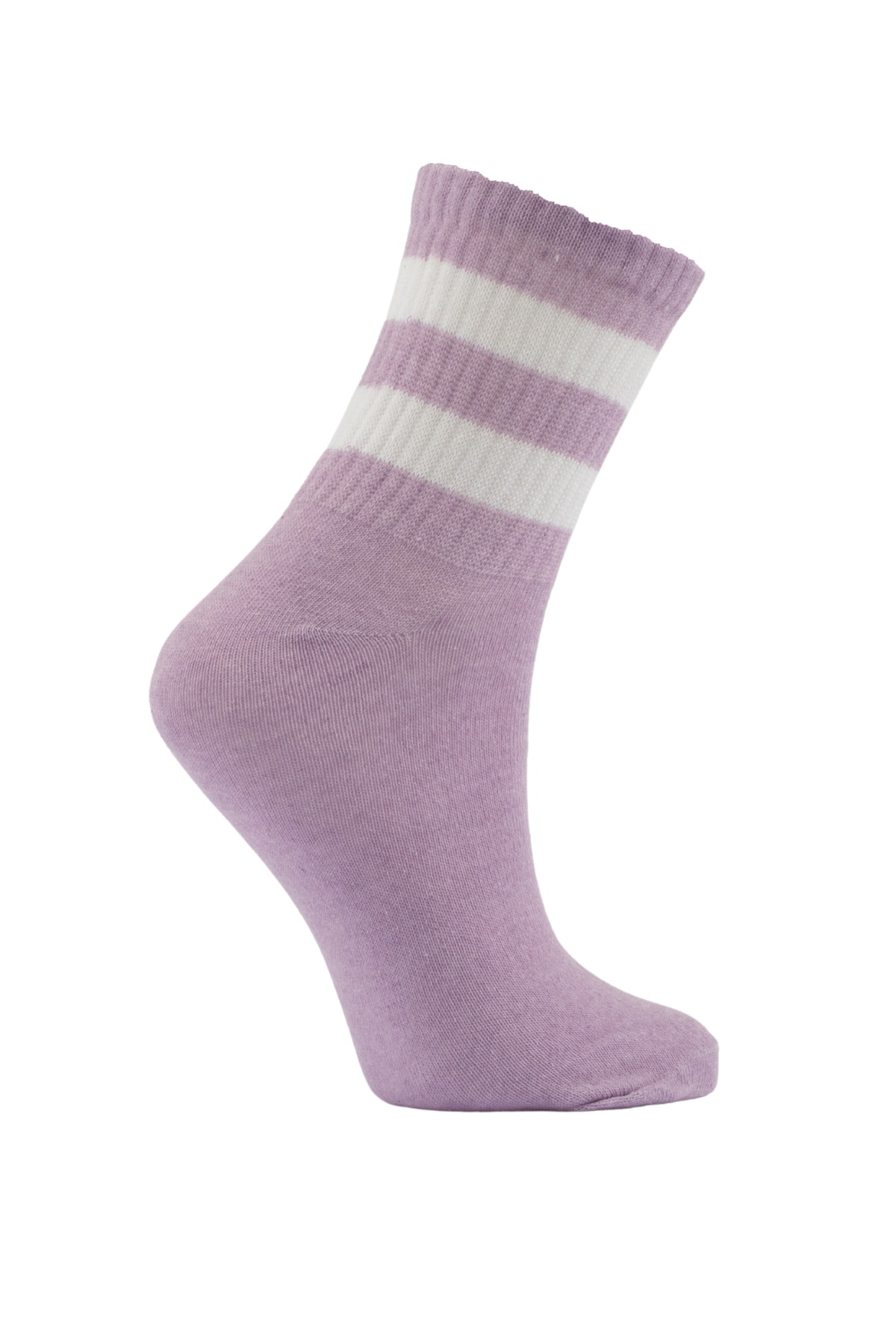 Mor Renk Çizgili Soket Tenis Çorap