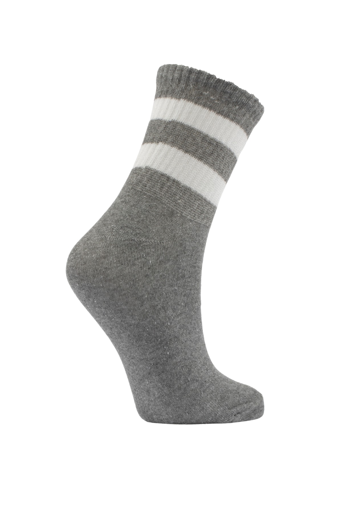 Gri Çizgili Soket Tenis Çorap